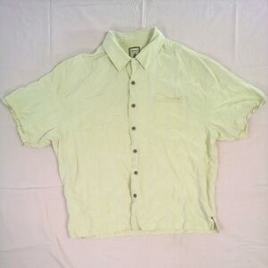 Jamaica Jaxx Men's Short Sleeve Yellow Button Up 100% Silk Shirt XXL